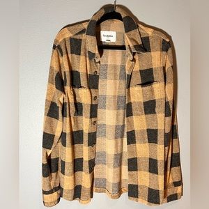 Goodfellow & Co Charcoal and Tan Checked Flannel Sz M